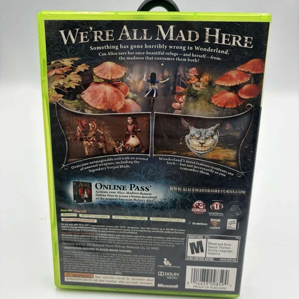 Alice: Madness Returns Xbox 360 CIB Complete Tested